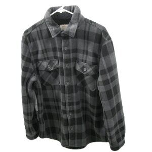 Boston Traders Men's Black/Gray Plaid Sherpa Lined Fleece Shacket Size Large